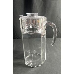 Vintage Luminarc Octime clear‎ glass pitcher with Lid 2 Quart Glass Server 9.5in